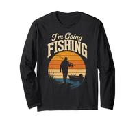 Angler I'm Going Fishing Retro Sunset Gift Long Sleeve T-Shirt