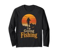 Angler I'm Going Fishing Retro Sunset Gift Long Sleeve T-Shirt