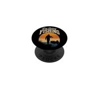 Angler I'm Going Fishing Retro Sunset Gift PopSockets Adhesive PopGrip