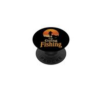 Angler I'm Going Fishing Retro Sunset Gift PopSockets Adhesive PopGrip
