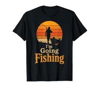 Angler I'm Going Fishing Retro Sunset Gift T-Shirt