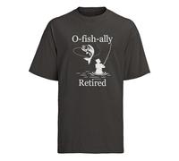 Angler O-Fish-Ally - Retirement - Fishing - Funny Graphic Men's T-Shirt - Casual Printed Tee - Great Gift for Dad, Husband or Brother - Black - 3XL