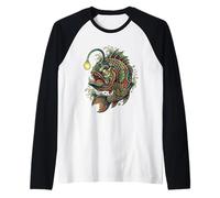 Anglerfish Abstract Ocean Art Deep Sea Marine Life Raglan Baseball Tee