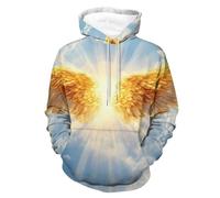 Angles1 Cute Wings Sun Men's Sweatshirt Lightweight Pullover Hoodie with Pocket Casual Sweatshirts for Women
