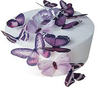 Anglesit 12 X PRE-CUT BEAUTIFUL LARGE PURPLE BUTTERFLIES EDIBLE RICE/WAFER PAPER PRE CUT CUPCAKE CAKE DESSERT TOPPERS BIRTHDAY PARTY WEDDING BABY SHOWER HALLOWEEN DECORATIONS (Large)