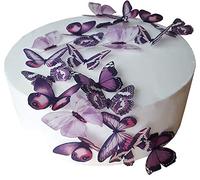 Anglesit 24 X PRE-CUT BEAUTIFUL MEDIUM PURPLE BUTTERFLIES EDIBLE RICE/WAFER PAPER PRE CUT CUPCAKE CAKE DESSERT TOPPERS BIRTHDAY PARTY WEDDING BABY SHOWER HALLOWEEN DECORATIONS (Medium)