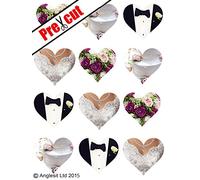 Anglesit PRE-CUT BRIDE & GROOM WEDDING HEARTS EDIBLE RICE/WAFER PAPER CUP CAKE TOPPERS PARTY DECORATION