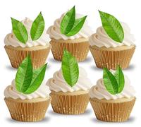 Anglesit Pre-Cut Cherry Leaves Edible Rice Wafer Paper Cupcake Toppers Cake Decorations Birthday Party Wedding Easter Baby Shower Sakura Tree Leaf (Cherry Leaves)