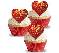 Anglesit PRE-CUT ELEGANT HEARTS EDIBLE RICE/WAFER PAPER CUPCAKE CAKE DESSERT TOPPERS ENGAGEMENT ANNIVERSARY WEDDING VALENTINE'S DAY PARTY DECORATIONS
