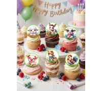 Anglesit Pre-Cut Farm Animals Edible Rice Wafer Paper Cupcake Toppers Cake Decorations Cute Animal Birthday Baby Shower Party