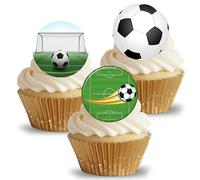 Anglesit Pre-Cut Football Edible Rice Wafer Paper Cupcake Toppers Cake Decorations Birthday Party Edible Ball Pitch Soccer Sports Decoration (Football 2)