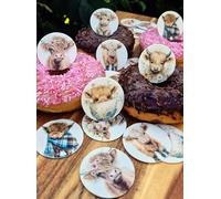 Anglesit Pre-Cut Highland Cow Edible Rice Wafer Paper Cupcake Toppers Cake Decorations Scottish Cattle Animals Birthday Wedding Party Celebration (Highland Cow)