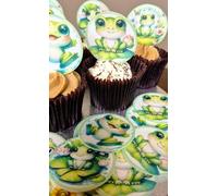 Anglesit Pre-Cut Kawaii Frogs Edible Rice/Wafer Paper Cupcake Toppers Cake Decorations Dessert Topper Kids Children Birthday Party Cute Animals Decor