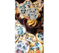 Anglesit Pre-Cut Kawaii Halloween Panda Edible Rice Wafer Paper Cupcake Toppers Cake Decorations Animals Autumn Birthday Fall Wedding Kids Children Party Celebration (Panda)