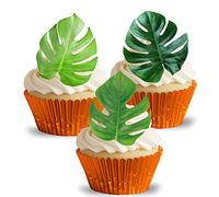 Anglesit Pre-Cut Monstera Tropical Leaves Edible Rice/Wafer Paper Cupcake Cake Dessert Hawaiian Jungle Exotic Toppers Birthday Spring Summer Holiday Party Wedding Baby Shower Decorations