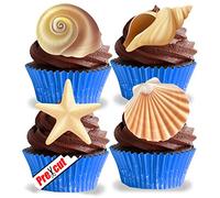 Anglesit PRE-CUT SEASHELLS EDIBLE RICE/WAFER PAPER CUPCAKE CAKE DESSERT TOPPERS OCEAN SUMMER HOLIDAY BEACH PARTY BIRTHDAY NAUTICAL MERMAID DECORATIONS
