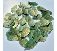 Anglesit Pre-Cut Shimmery Rose Leaves Edible Rice Wafer Paper Flowers Cupcake Toppers Sparkly Leaf Cake Decorations Birthday Wedding Party Celebration (Rose Leaves)