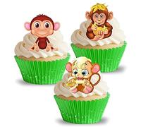 Anglesit PRECUT CUTE MONKEYS EDIBLE WAFER PAPER CUPCAKE CAKE TOPPERS CHILDREN BIRTHDAY PARTY AFRICAN SAFARI JUNGLE ANIMALS DECORATIONS