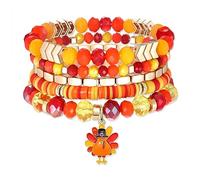 ANGLESJELL Beaded Stretch Bracelets for Women Multilayered Colorful Crystal Heishi Bead Bracelets Boho Stackable Strand Bracelet Set Summer Beach Surfer Bracelet Gifts, Metal Crystal Vinyl, crystal
