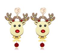 ANGLESJELL Christmas Earrings for Women Holiday Rhinestone Reindeer Dangle Earrings Xmas Jingle Bells Beaded Earrings Christmas Festive Party Jewelry Gifts, L, Zinc, crystal