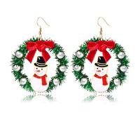 ANGLESJELL Christmas Earrings for Women Holiday Rhinestone Reindeer Dangle Earrings Xmas Jingle Bells Beaded Earrings Christmas Festive Party Jewelry Gifts, L, Zinc, crystal