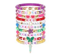 ANGLESJELL Heishi Bracelets Set for Women TS Concert Bracelets Vinyl Disc Bead Stretch Bracelets Bohemia Layered Surfer Bracelets Summer Beach Outfits Accessory Party Gifts, L, crystal