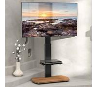 angleton wooden pedestal tv stand - black and oak