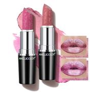 Anglicolor 2Pcs Metallic Pink + Purple Lipstick,Hydrating Creamy Formula