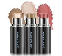 Anglicolor 3PC Cream Bronzer, Blusher Stick, Highlighter Stick Set, Matte, Long Lasting, Smooth, Blendable, Floral Fragrance, Hydrating, Sensitive Skin Friendly, Better for Fair Skin (A)