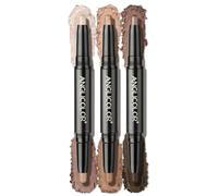 Anglicolor 3PCS Dual Ended Cream Eyeshadow Stick, Crème to Powder, Brown Eyeshadow Stick, Glitter & Matte Shades, Soomth, Waterproof & Long Lasting, Blendable Glitter Eye Makeup
