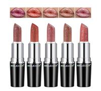 Anglicolor 5Pcs Metallic Pink Plum Lipstick,Hydrating Creamy Formula