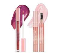 Anglicolor Chameleon Lip Gloss& Lip Cleansing Gel Set,Glitter Metallic Liquid Lipstick,Diamond Highly Pigment Holographic Lip for Women Girls Makeup (D02)