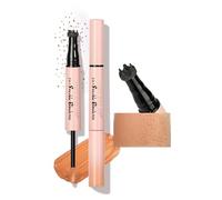 Anglicolor Freckle Pen,2-IN-1 Freckle Stamp with Blush,Natural,Quick-Drying,Waterproof,Smudge-Proof,Transfer-Proof,Easy to Use,Control of Freckle Sizd,Sun-Kissed Makeup (02#Mocha Brown+Coral Orange)