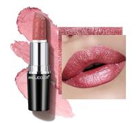 Anglicolor Glitter Metallic Pink Lipstick,High Impact Lipcolor,Lightweight Hydrating Formula Smooth and Non-Sticky,Rose Lipstick For Women,Full-Coverage Lip Makeup(01 COSMOPOLIS, 4g)