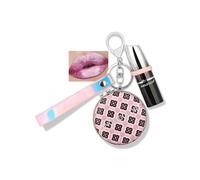 Anglicolor Metallic Glitter Lipstick with Portable Mirror Pendant, 2-in-1 Lipstick Keychain for On-the-Go Touch-Ups, High Impact Hydrating Lipcolor with Lucky Totem Design