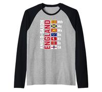 Anglo-Saxon Kingdoms of England Abbreviated White Lettering Raglan Baseball Tee