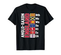 Anglo-Saxon Kingdoms of England Abbreviated White Lettering T-Shirt