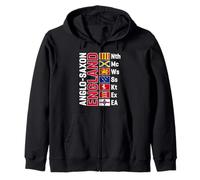 Anglo-Saxon Kingdoms of England Abbreviated White Lettering Zip Hoodie