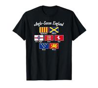 Anglo-Saxon Kingdoms of England Flag White Lettering T-Shirt