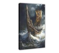 Anglo-Saxon Longship Canvas Poster Wall Art Decor Print Picture Paintings for Living Room Bedroom Decoration 20" L X 30" W