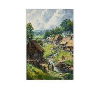 Anglo-Saxon Village, Early Medieval England Canvas Poster Bedroom Decor Landscape Office Room Decor Gift 12" L X 18" W