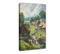 Anglo-Saxon Village, Early Medieval England Canvas Poster Wall Art Decor Print Picture Paintings for Living Room Bedroom Decoration 20" L X 30" W