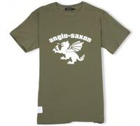 ANGLO-SAXON WHITE DRAGON MEN'S ENGLAND T-SHIRT - MILITARY GREEN MEDIUM