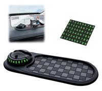 AngloCrate Multifunction Car Anti-Slip Mat, Rotatable Universal Non-Slip Car Dashboard Mat, Dashboard Mobile Phone Holder With Temporary Parking Number(Black1)