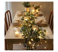 AngloCrate Twinkling Tree Olive Vine, 6ft Fairy Light Olive Vine Garland, Faux Vines Lights Artificial Greenery Garland, Table Decor for Christmas Spring Fireplace Mantle Battery Operated(A*2)