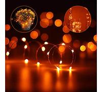 ANGMLN 2 Pack Orange Led Fairy String Lights Battery Operated 3M 30LED Copper Wire Firefly Small Starry String Lights for Fireplace Log Burner DIY Arts Jars Halloween Party Home Indoor Outdoor Decor