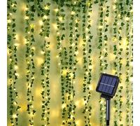 ANGMLN Solar Vine String Lights, 66Ft 200 Led Outdoor Fairy Lights with Ivy, 8 Modes Waterproof Artificial Plant Leaf Garland for Balcony Patio Wedding Garden Yard Fence Wall Apartment Outside Decor