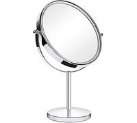 ANGNYA Double Sided Vanity Mirror 20 cm(8-Inch), 1X and 3X Magnifying Mirror Round Freestanding Makeup Mirror for Bedroom, 360 Degree Swivel with Stainless Steel Frame