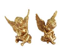Angoily 1 Pair Adorable Golden Resin Angel Ornament Smooth Surface and No Accident Scratch Feature, for Bedroom or Gathering Home Decor