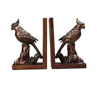 Angoily 1 Pair Gold Parrot Resin Bookends Decorative Book Supports for Office and Home Desktop, Country Style Book Stoppers Suitable for Bookshelf Organization